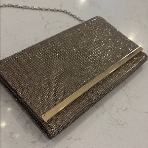 Estee & Lily Gold Clutch with Removable Shoulder Strap Purse Excellent Condition